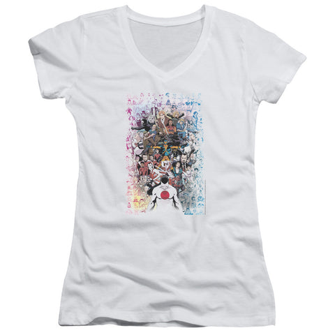 Juniors Sheer Cap Sleeve V-Neck