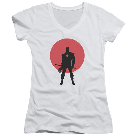 Juniors Sheer Cap Sleeve V-Neck