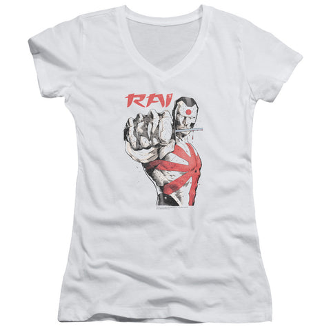 Juniors Sheer Cap Sleeve V-Neck