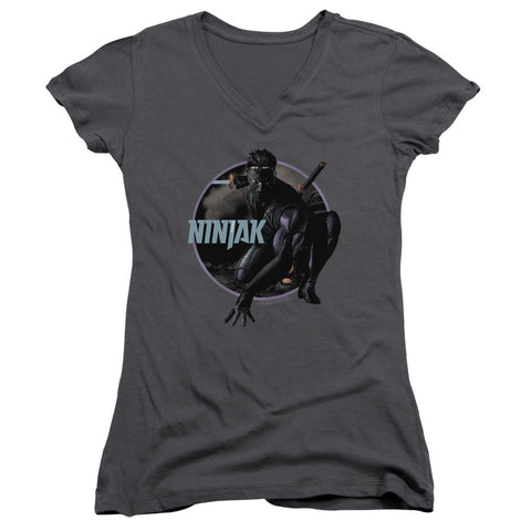 Juniors Sheer Cap Sleeve V-Neck