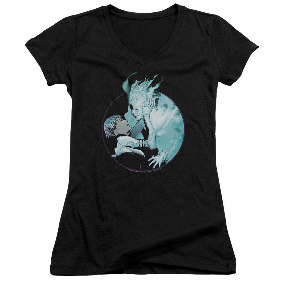 Juniors Sheer Cap Sleeve V-Neck