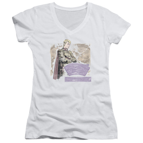 Juniors Sheer Cap Sleeve V-Neck