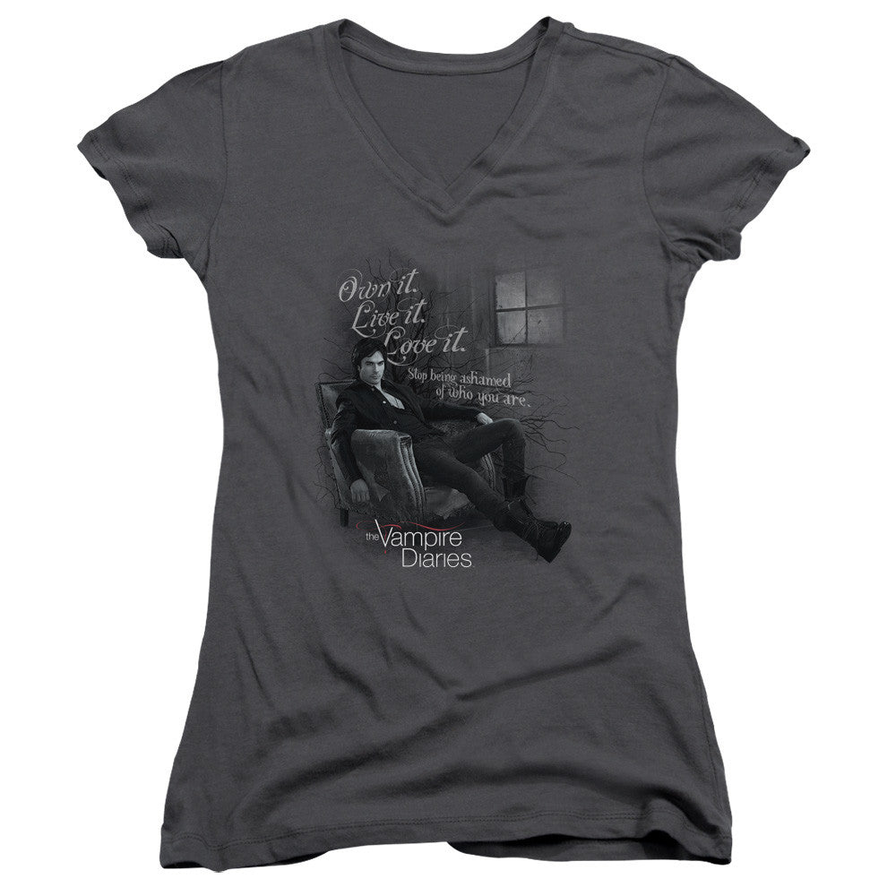 Juniors Sheer Cap Sleeve V-Neck