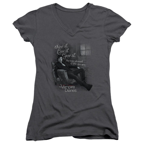 Juniors Sheer Cap Sleeve V-Neck