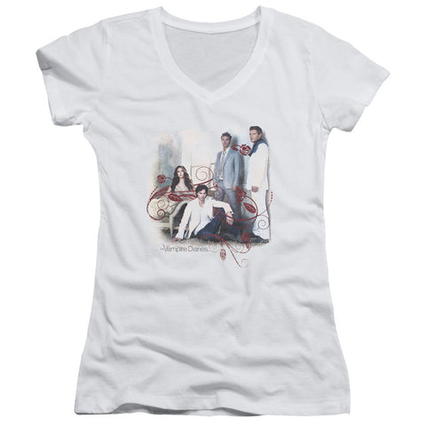 Juniors Sheer Cap Sleeve V-Neck