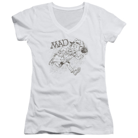 Juniors Sheer Cap Sleeve V-Neck