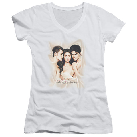 Juniors Sheer Cap Sleeve V-Neck