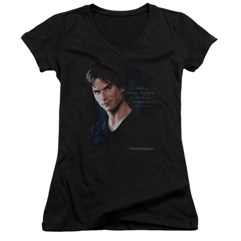 Juniors Sheer Cap Sleeve V-Neck