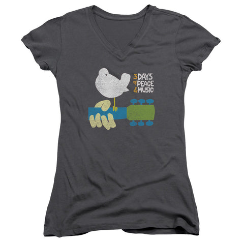 Juniors Sheer Cap Sleeve V-Neck